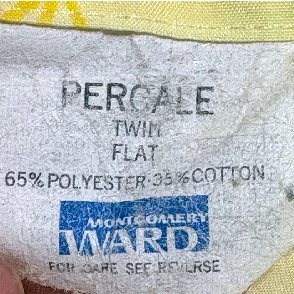 Vintage Montgomery Ward Twin Sheet Set Yellow Orange Butterfly Botanical Percale